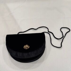 Chic Black Velvet Clutch with Gold Accent